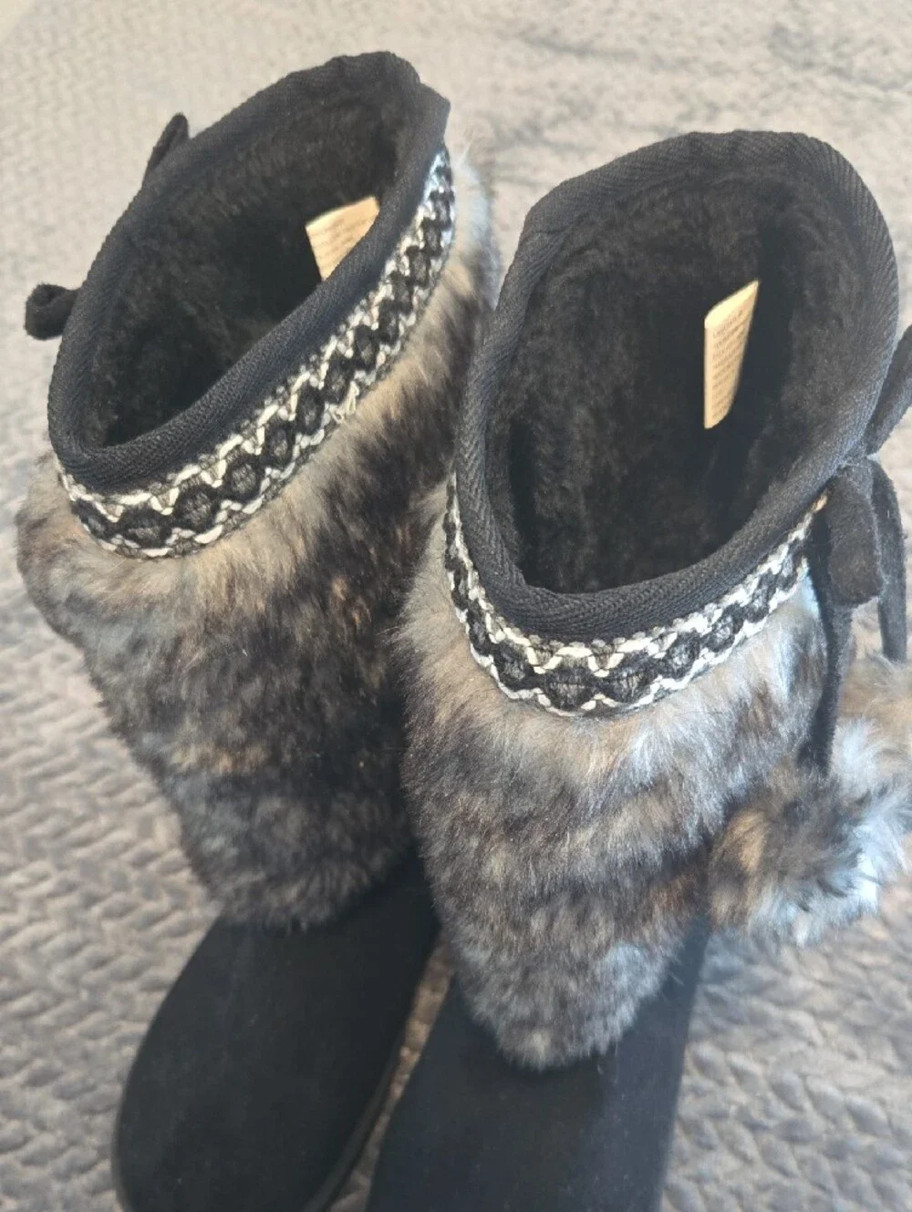 Kids Faux Fur Winter Boots - Black